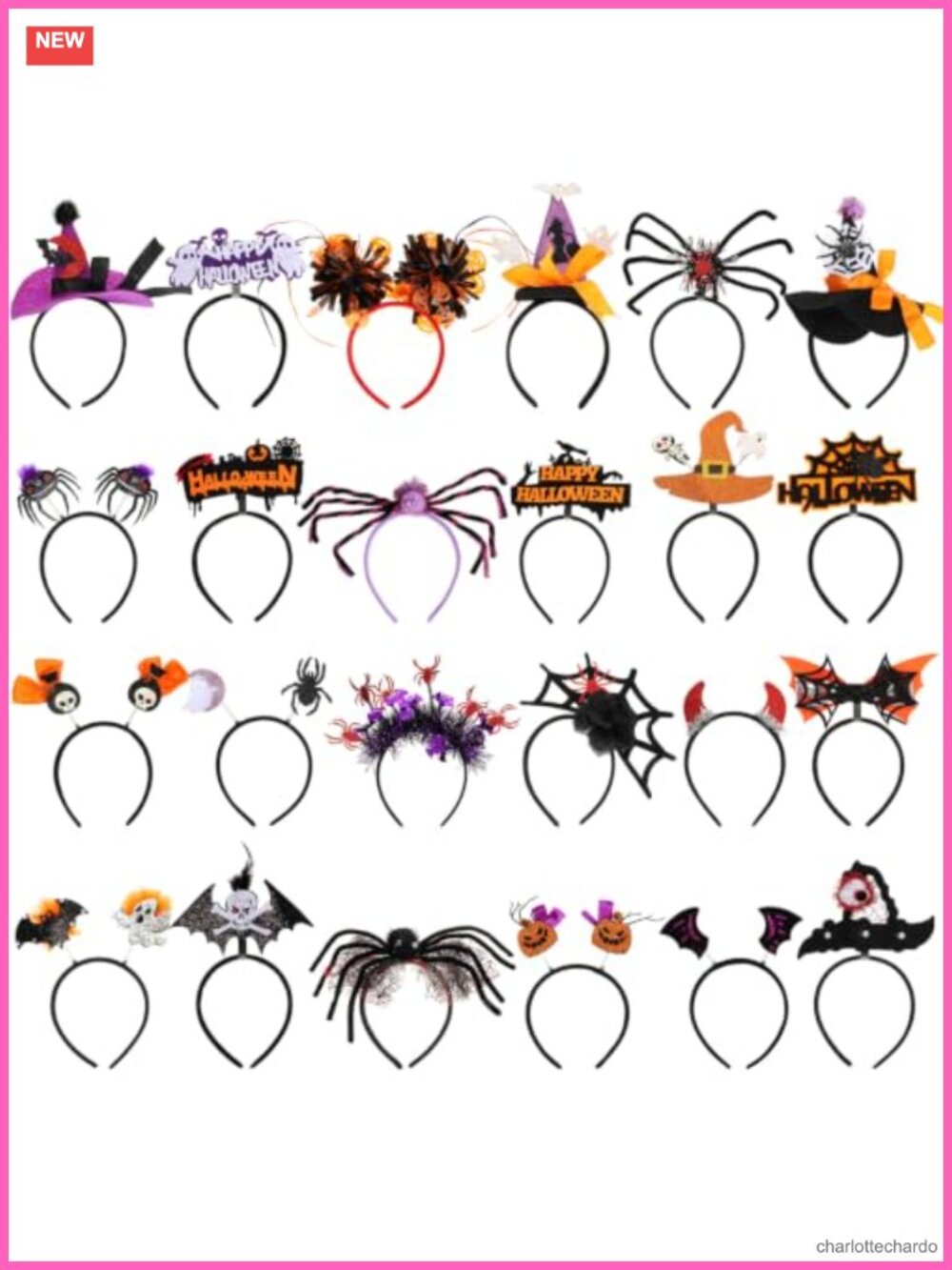 Halloween Headbands Set 24 Pieces Cosplay Costume Hair Accessories Witch Bat